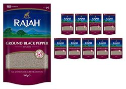 Rajah Spices Ground Black Pepper | Pepper | Piper Nigrum | Gola Marica | Kaalee Mirc | Kali Mari | Kaali Mirch | Kali Mirch | (10 x 100g)