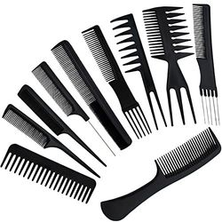 PARENCE - Lot de 10 Peignes à Cheveux antistatique, Peigne de Coiffure professionnel Anti-Statique Résistant à la Chaleur, Peigne de Coiffeur à Dents Fines et Larges (Lot de 10 peignes)