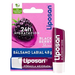 Liposan Blackberry Shine (1 x 4,8 g), cacao de labios con olor a frambuesa, bálsamo labial con color, bálsamo hidratante para unos labios bonitos, suaves y jugosos