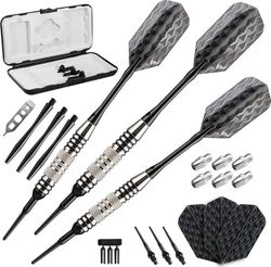 Viper Bobcat Dardos de ponta macia com peso ajustável e estojo de viagem, unissexo adulto, 20-0939-16, banhado a níquel com anéis pretos, 16 gramas (ajustável a 18 and 19 Grams)