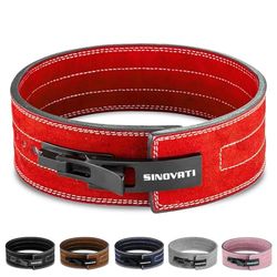 SINOVATI Premium powerlifting-gewichthefriem van rundleer met gesp, voor fitness, powerlifting, krachttraining, bodybuilding, met 8,5 cm / 10 cm hoogte, voor vrouwen en mannen (rood, M)