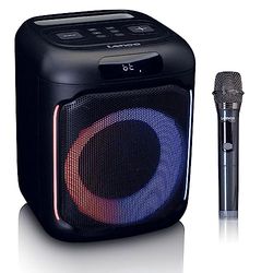 Commaxx Lenco PA-100 Bluetooth PartyBox - Altavoz portátil para Fiestas - Bluetooth 5.0 con TWS - IPX4 - Luces para Fiestas - 100 vatios RMS - 2400mAh - USB - Micro y Mando a Distancia - Negro