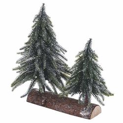 Juldekoration av trä med 2 träd i silverutseende XMas