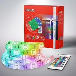 BRILONER – 4 m LED-remsa RGB, USB-LED-remsa, dekorativ ljusslinga, LED-list, LED-band, färgglatt ljus och effekter, förkortbar, dimbar, fjärrkontroll, vit