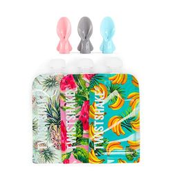 Twistshake 3x Torebki Wielokrotnego Użytku Do Wyciskania Do Żywności Dla Niemowląt 220ml + 3x Łyżeczki Do Torebek Do Wyciskania | Podwójne Zamknięcie | Torebki I Łyżeczki Bez BPA
