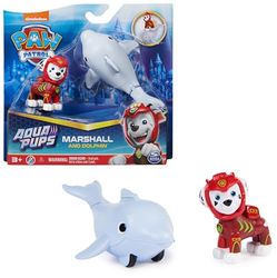 PATRULLA CANINA - Figura Marshall y Delfin Aqua Pups - 6066147 - Patrulla Canina Juguetes - Juguetes Niños 3 Años + - Regalo Niño 3 Años +