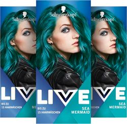 Schwarzkopf LIVE Ultra Brights 097 - Colore semi-permanente per capelli sirena (3 x 80 ml), colorante per colori intensi o pastello, dura 12-15 lavaggi, con balsamo per la cura