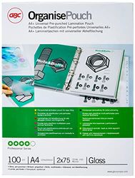 GBC A4+ 2x75 Micron Organise Gloss Laminating Pouches, Pack of 100, 41664E