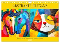 Abstrakte Eleganz. Künstlerische Tiermotive in schönen Farben (Wandkalender 2026 DIN A4 quer), CALVENDO Monatskalender: Fantastische Tierwelt in abstrakten Illustrationen im Ölgemälde-Stil