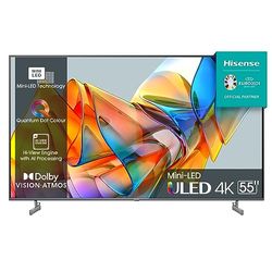 Hisense 55" ULED Mini-LED 4K 2023 55U62KQ, Smart TV VIDAA U6, Dolby Vision, HDR 10+, Game Mode Plus, Alexa Built-in, VIDAA Voice, Tuner DVB-T2/S2 HEVC 10, lativù 4K