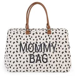 CHILDHOME, mammaväska, skötväska, moderskap, resväska, stor kapacitet, skötmatta, justerbar axelrem, fack, isolerad ficka, resväska, Leopard