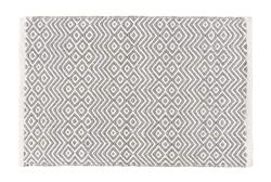 WENKO Tapis de bain Abai, tapis salle de bain antidérapant, tapis paillasson durable de style Boho fabriqué à partir de bouteille plastique PET recyclée, 100% Polyester, 50x80 cm, gris-blanc