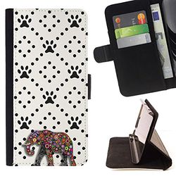 BeanShells [ Microsoft Lumia 850 Case [ Flip Cover Leather Wallet ] – African Elephant Dog Paw