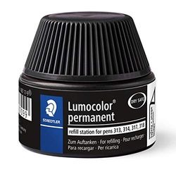 STAEDTLER Lumocolor 487 17-9, Cargador para marcadores 313, 314, 317, 318, Un frasco con tinta de color negro