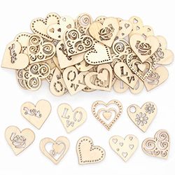 Baker Ross Hart houten motieven om te knutselen - Pack van 108, Valentins knutseldecoraties voor kinderen en volwassenen (FC401)