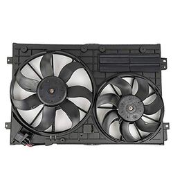 Focreedy VW102 Replacement Dual Radiator & Condenser Cooling Fan Assembly for Volkswagen Jetta 2.0L VW Tiguan for Audi A3 TT