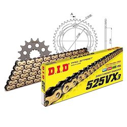 Kettingset DID Alu 525VX3 / 116 klinknagel slot zwart voor Honda CBR RR Fireblade 1000 cc Bj. 2017-2019