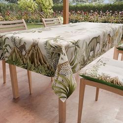 PETTI Artigiani Italiani - Stain Resistant Rectangular Tablecloth Kitchen Savana Design X12 Seater (140 x 240 cm) 100% Made in Italy