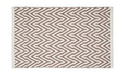 WENKO Tapis de bain Altai, tapis de bain durable, fabriqué en bouteilles PET recyclées au visuel ethno tendance et dessous antidérapant, lavable jusqu'à 40°C, (l x h) : 50 x 80 cm, brun/blanc