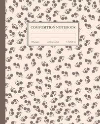 Composition Notebook College Ruled: Vintage Brown Floral Botanical Illustration | Floral Aesthetic Journal for College, School, Office & Work