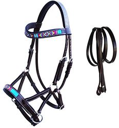 Challenger Horse Western - Briglia in Pelle con puntina in Rilievo per briglie, Colore: Marrone 77RS15BR