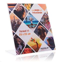 homeBLOCKrocks Photo Stand (Picture Frame) 25 x 25 cm Crystal Clear Plexiglas Frame, Non-Slip Nubs