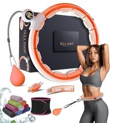 Cerchi Hula Smart Weighted Ring Hoops, Hula Circle staccabile Fitness Ring con 360 gradi Auto-Spinning Ball Massage, Ginnastica, Fitness per adulti per perdita di peso (arancione)