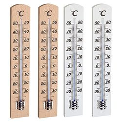 TFA Dostmann Set thermomètre en bois, hêtre, 95.1031, pour mesurer la température intérieure, économiser de l'énergie, brun