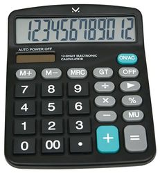 Majestic K30 - Calculatrice de Table, Affichage 12 Chiffres de Grande Taille, Double Alimentation : Solaire et à Piles.