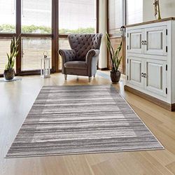 carpet city Tappeto passatoia soggiorno – Motivo a righe 80 x 300 cm grigio mélange – Tappeto moderno a pelo corto