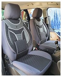 Coprisedili per auto compatibili con Volvo V60 2 2018 conducente e passeggero, coprisedili FB:906 (grigio/nero)