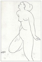 ArtPlaza Modigliani Amedeo - Standing Nude, decoratieve panelen, hout, meerkleurig, 60 x 1,8 x 90 cm