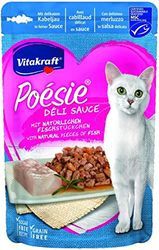 Vitakraft - Poésie Délice Sauce, alimento húmedo para Gatos con trozos de Carne en Salsa, Variedad Bacalao- 85 g