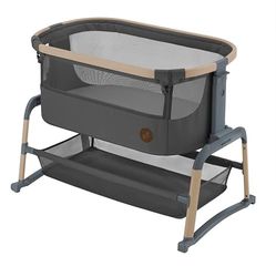 Berceau Maxi-Cosi Iora Air, lit de chevet, tissu maillé respirant, réglable en hauteur, berceau avec matelas, entretien écologique, convient dès la naissance, 0 mois à 6 mois/Max 9 kg, graphite FR