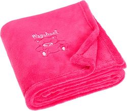Playshoes Couverture en laine polaire, Couverture bébé, Couverture câlin polyvalente pour enfants, 75 x 100 cm, avec broderie ours