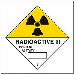 VSafety "Radioactive III"-skylt, fyrkantig, (paket med 3), 100mm x 100mm, 3