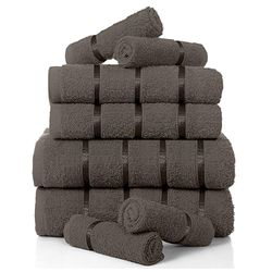 GC GAVENO CAVAILIA Boston Les Serviettes, Coton, Gris Foncé, 8Pc Bale Set