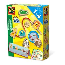 SES Creative- My First - Cordones de Cuentas de Animales de Madera, Multicolor (14487)