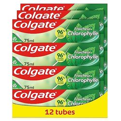 Colgate Dentifrice Chlorophyle Fraîcheur Intense - 96% d'ingrédients d'origine naturelle - Protection efficace contre les caries et la plaque dentaire - lot de 12 x 75 ml