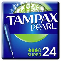 Tampax Pearl Super tampões com aplicador, combinação líder de Tampax de conforto e proteção, 24 unidades