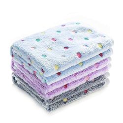 luciphia 3 Pezzi Coperta per Cane/Gatto Lavabile Soffice Durevole, Morbida e Calda Flanella,Punto,Medium (76 * 52cm)