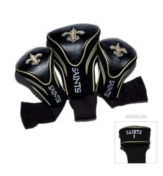 Team Golf NFL New Orleans Saints Contour Golf Club nakrycia głowy (3 liczby), numerowane 1, 3 i X, pasują do ponadwymiarowych kierowców, klubów użyteczności, ratownictwa i Fairway, welurowa podszewka