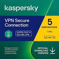 Kaspersky VPN Secure Connection | 5 Dispositivos | 1 Usuario | 1 Año | PC/Mac | Código de activación enviado por email