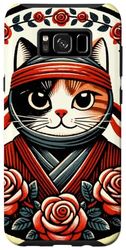 Coque pour Galaxy S8+ Calico Red Ninja Kitty Fleur Art