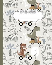 Dinosaur Composition Notebook: 110-Page Wide-Ruled Aesthetic Cute Dino Journal for Kids, Boys, Girls, Students, Teachers, and Office Workers