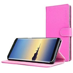 Galaxy Note 8 Case, Snugg Hot Pink Leather Flip Case [Card Slots] Executive Samsung Galaxy Note 8 Wallet Case Cover and Stand Legacy Series