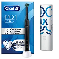 Oral-B Pro 1.750 Spazzolino elettrico nero con tecnologia 3D, 1 custodia da viaggio, 1 spazzolino