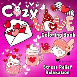 Cozy Love Coloring Book: Cute, Simple & Easy for Adults, Kids, Teens Featuring Lovely Matched Items/ Sweet, Adorable images/ Stress Relief, Relaxation