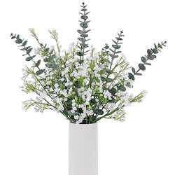 DEEMEI 18 fiori artificiali di eucalipto per bambini, bouquet di gipsophila bianchi, realistici al tatto, per matrimoni, composizioni floreali, feste, decorazioni per la casa