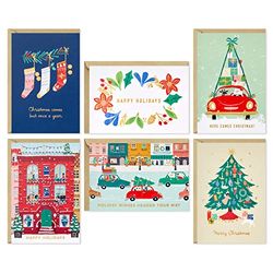 Hallmark Surtido de tarjetas de Navidad en caja, vacaciones vintage (6 diseños, 36 tarjetas con sobres) (5XPX2306)